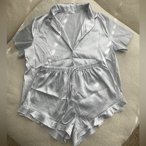 Women's Silver Satin Pajama Set
